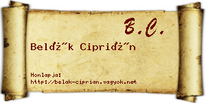 Belák Ciprián névjegykártya